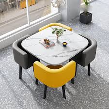 Conjunto de Mesa de Comedor con 4 Sillas y Mesa de Centro