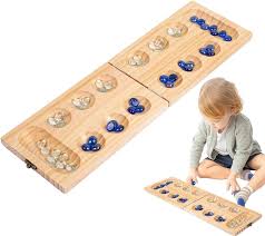 Mancala Plegable de Madera: Juego Estratégico Portátil para Dos