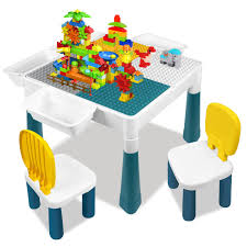 Juego Creativo: Mesa Infantil con 2 Sillas y 163 Bloques