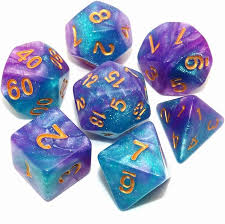 CREEBUY DND - Dados Poliédricos Azul y Morado