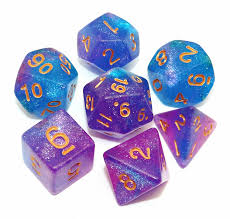 Dados Brillantes DND: Azul y Morado para Aventuras